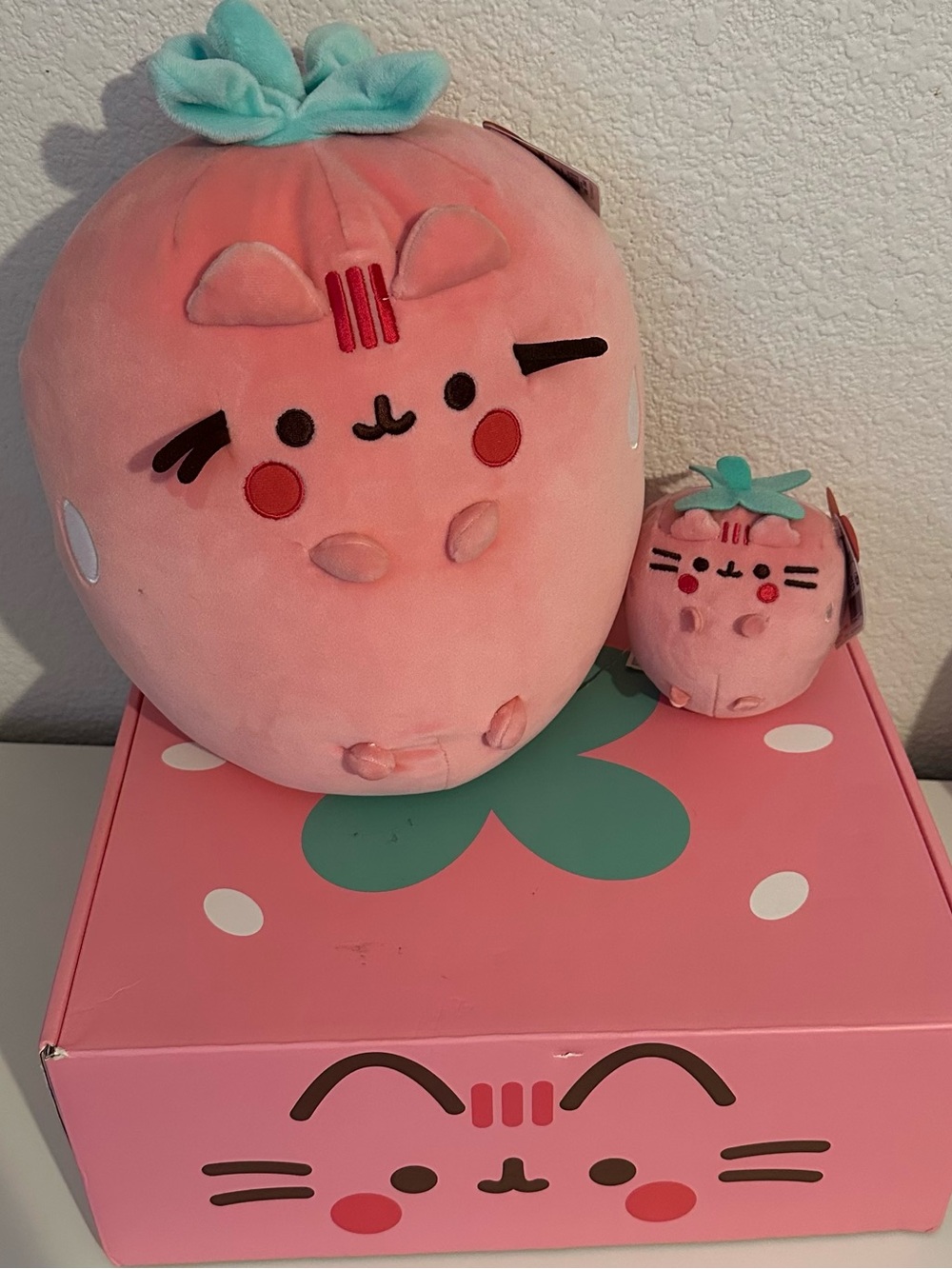 Pusheen Pink Strawberry Plush Duo